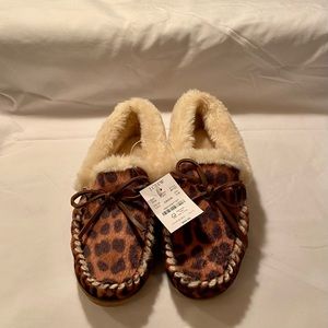 JCrew Leopard Calf-Hair Slippers. Sz 9.